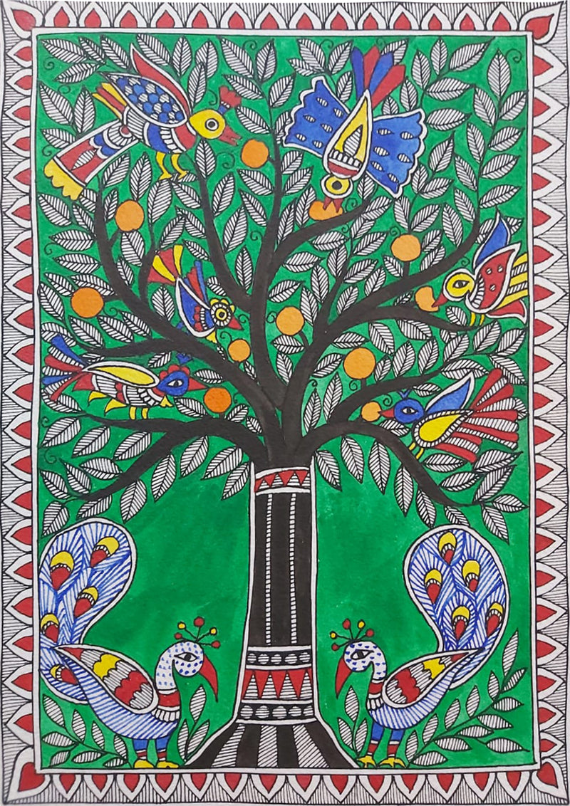 Tree of abundance:Madhubani painting by Priti Karn