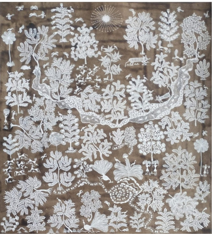 Trees and Rivers in Warli Painting by Dilip Rama Bahotha Thumbnail