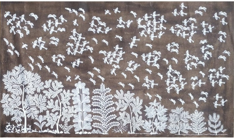 Trees and Birds Warli painting 
