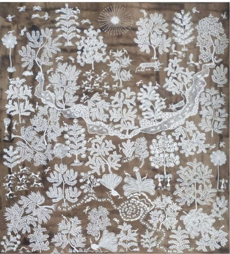 Trees and Rivers: Warli painting