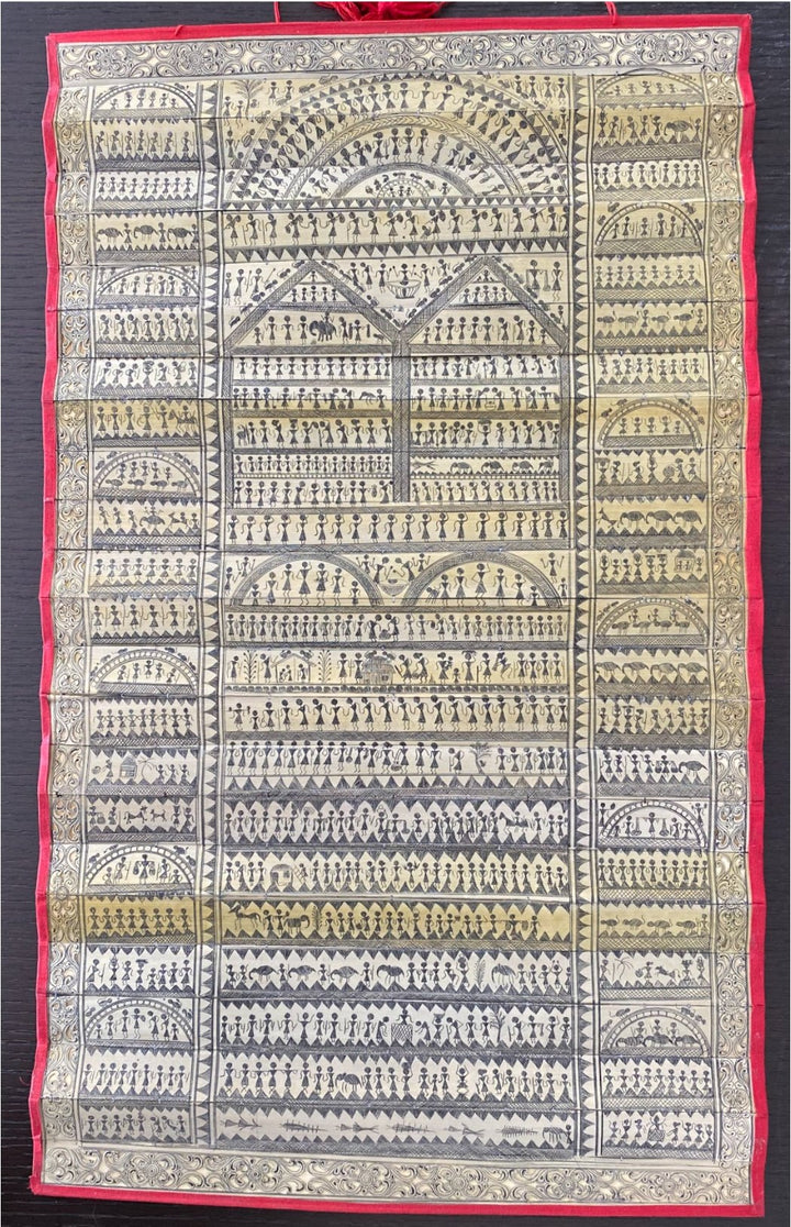 Village Life in Palm Leaf (Talapatra Khodai) Art by Apindra Swain Thumbnail