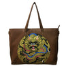 WHERE BE DRAGONS, TAN LEATHER TOTE BAG-LAPTOP BAG