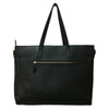 WHITE FLOWERS, BLACK LEATHER TOTE BAG-Vegan Fabric Laptop Bags/Totes