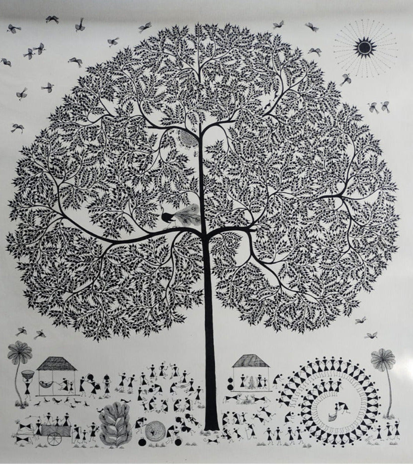 Warli Ecosystem: Warli Painting by Dilip Rama Bahotha