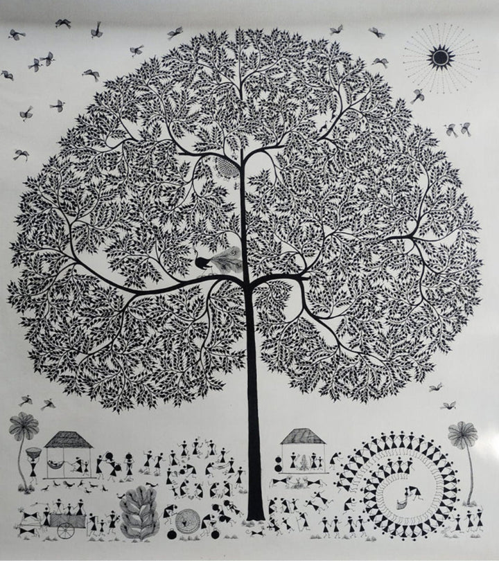 Warli Ecosystem: Warli Painting by Dilip Rama Bahotha Thumbnail