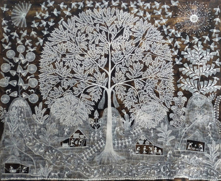 Warli Ecosystem: Warli Painting by Dilip Rama Bahotha Thumbnail