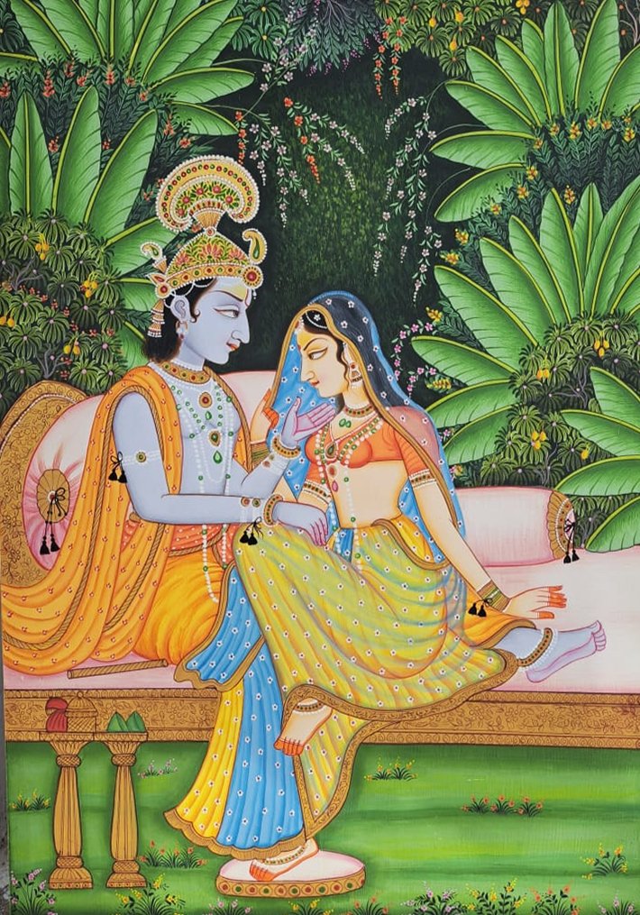 Shop radha krishna pichwai painting by shehzaad ali sherani