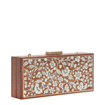 White Flowers, Wood Clutch-