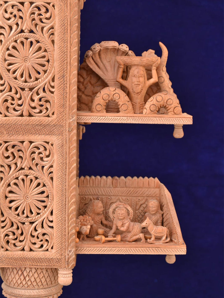 Wooden Hand Fan in Raw Sandalwood Miniature Artwork by Om Prakash Thumbnail