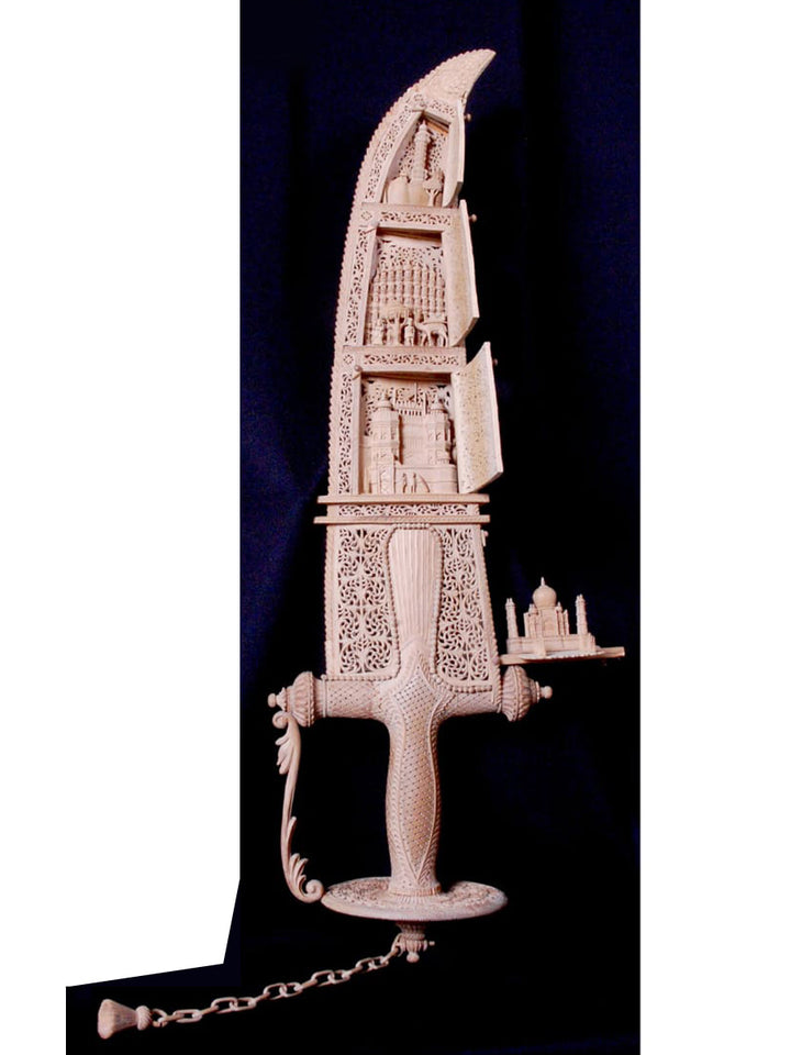 Wooden Knife in Raw Sandalwood Miniature Artwork by Om Prakash Thumbnail