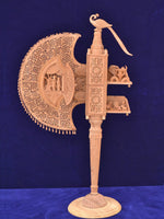 Wooden Hand Fan Sandalwood Miniature Artwork by Om Prakash