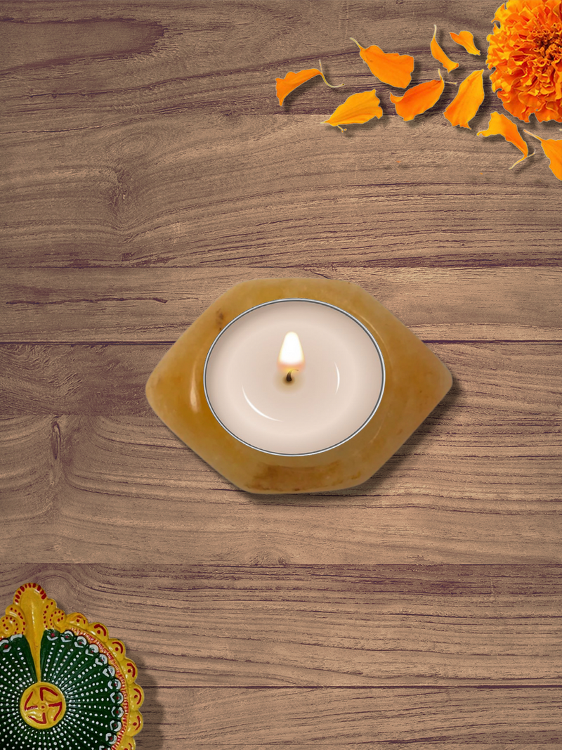 Yellow Quartz Tea light holder