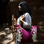 A stroll through the spoken forest, Maroon Vegan Laptop Bag/Tote-Fabric tote bag