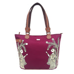 A stroll through the spoken forest, Maroon Vegan Laptop Bag/Tote-Fabric tote bag