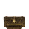 A Tale of Two lovers, gold and black rectangle clutch-Women's Wood Clutch