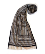 ABSTRACT - Black/white Hand block printed Cotton Stole-