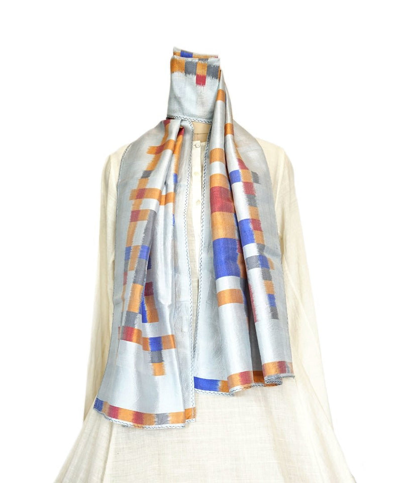 ABSTRACT - MULTICOLOR Handwoven SILK STOLE-