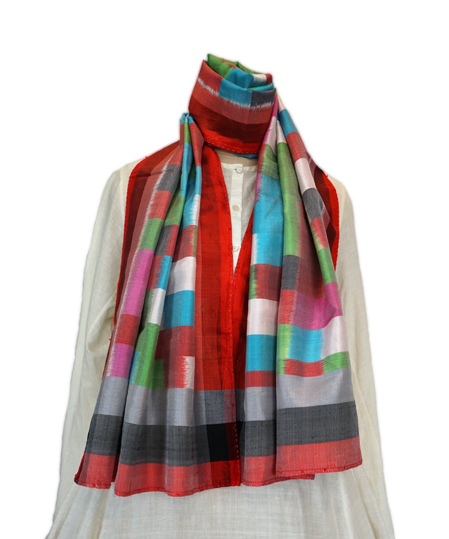 ABSTRACT - MULTICOLOR Handwoven SILK STOLE-