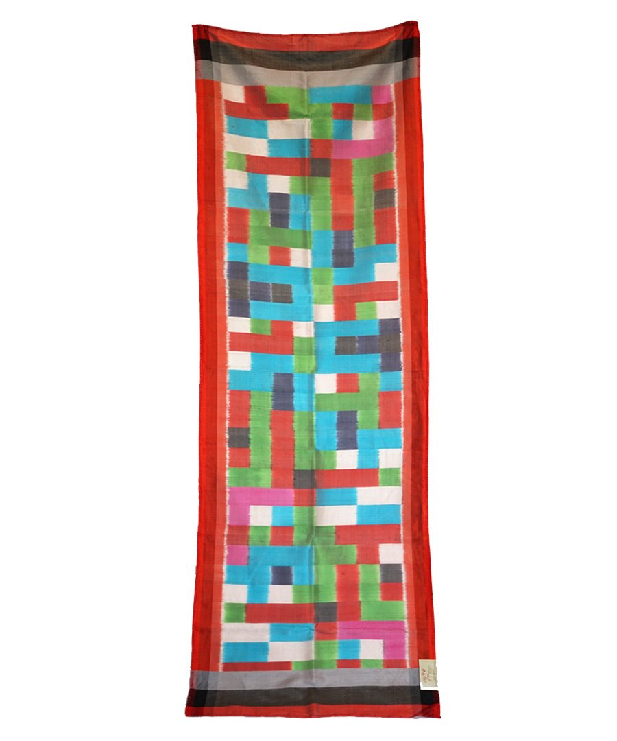 ABSTRACT - MULTICOLOR Handwoven SILK STOLE-