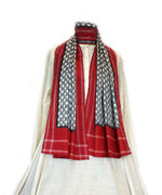 ABSTRACT- RED/BLACK Handwoven Cotton STOLE-