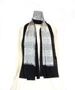 ABSTRACT- WHITE/BLACK Handwoven Cotton/Silk STOLE-