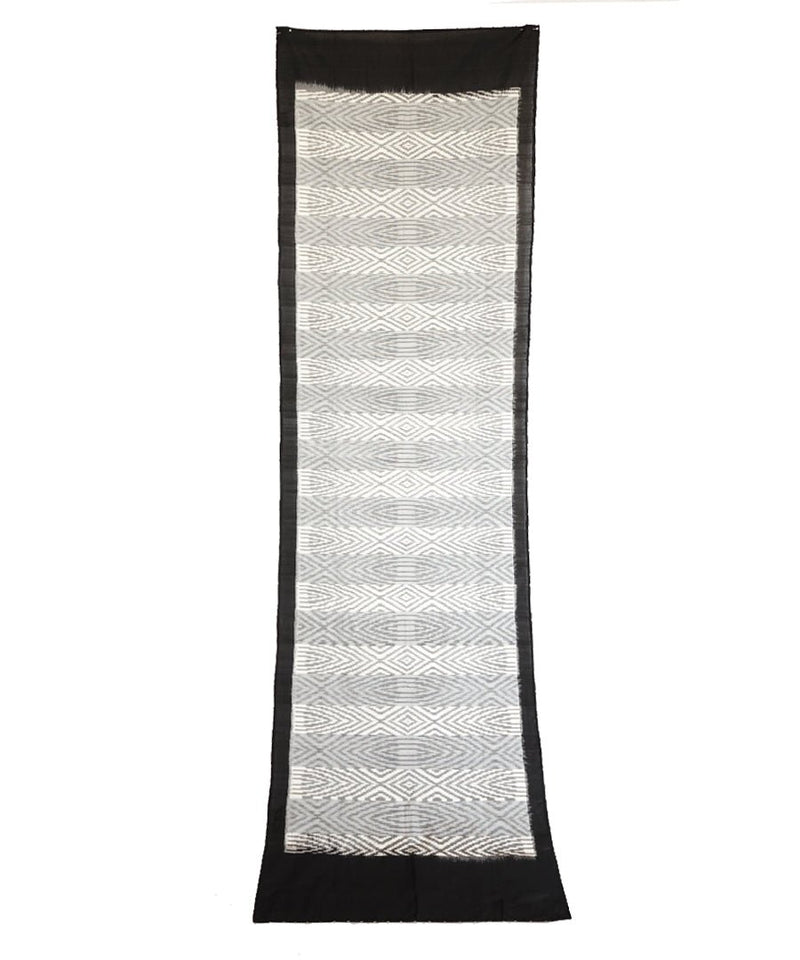 ABSTRACT- WHITE/BLACK Handwoven Cotton/Silk STOLE-