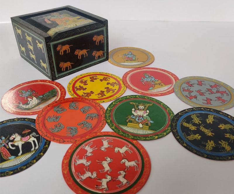 Animal Ganjifa, set of 120 handpainted Ganjifa cards-