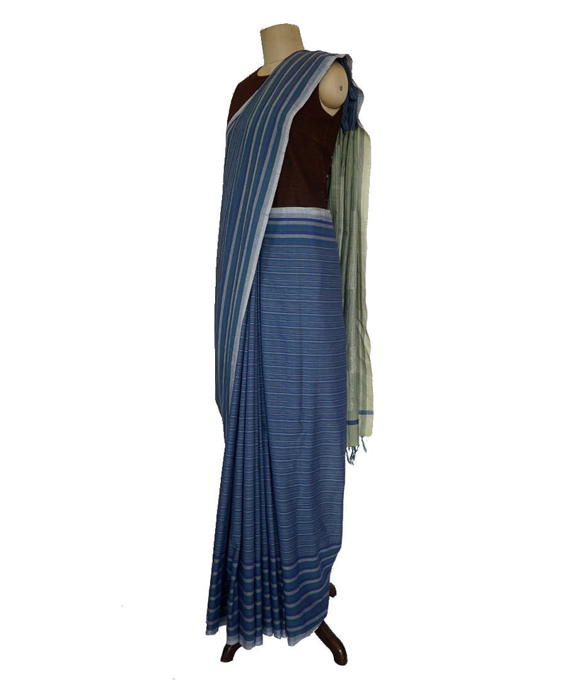 BADI BUTI- Blue Handwoven Cotton Saree-Jiyo - Sarees