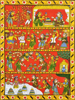 Bathukamma Telangana Traditional Festival: CHERIYAL SCROLL PAINTING by Sai Kiran-Paintings by Master Artists