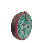 Be like lotus, green round wood clutch-