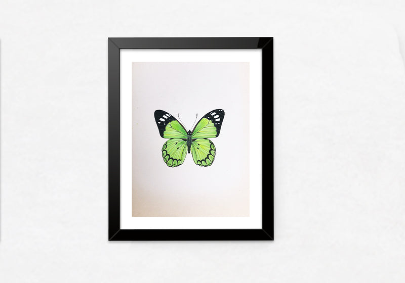 Butterfly in Green Miniature Painting by Mohan Prajapati