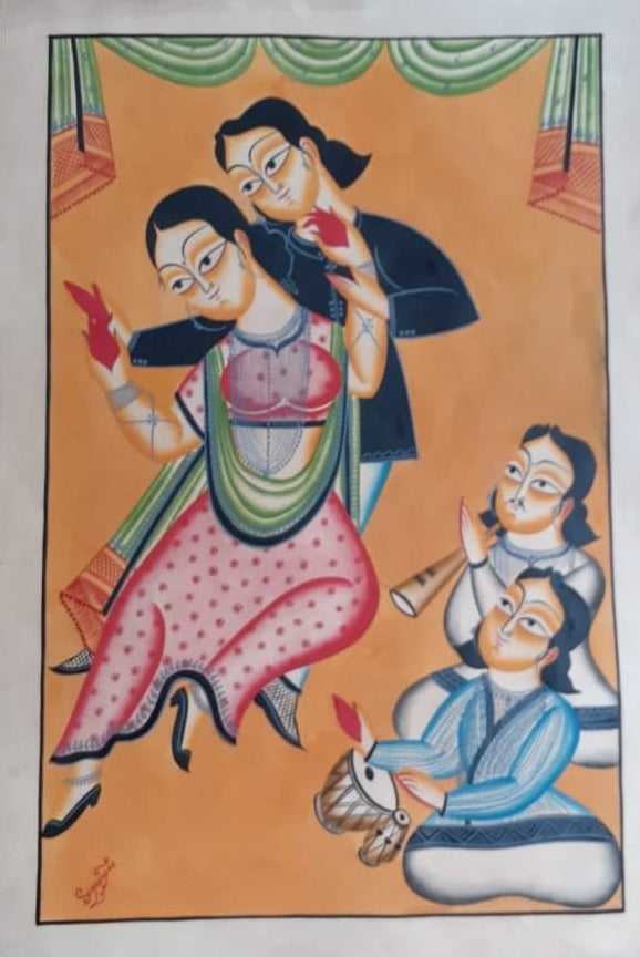 Dancing Kalighat Painting