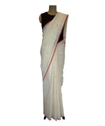 DIAMOND -ORANGE and OFF WHITE Handwoven Cotton Saree-Jiyo - Sarees