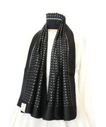 DOTS - BLACK Handwoven SILK STOLE-