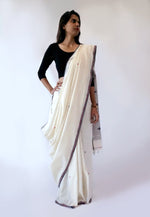 FLOWER BUTI - Cream Handwoven Cotton Saree-Jiyo - Sarees