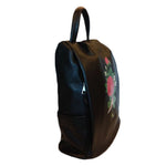 Flowers , Black Backpack-