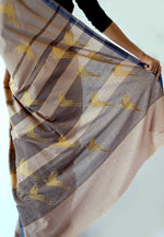 FLYING CRANE- Brown, Grey Handwoven Cotton Saree-Jiyo - Sarees