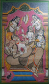 Ganesha, handpainted in Kalighat style by Manoranjan Chitrakar-