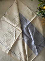 Handwoven IKAT SILK STOLE, cream and blue-