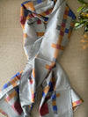 Handwoven IKAT SILK STOLE, multicoloured grey-