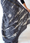 JHILMIL - Black and White Handwoven Cotton Saree-Jiyo - Sarees