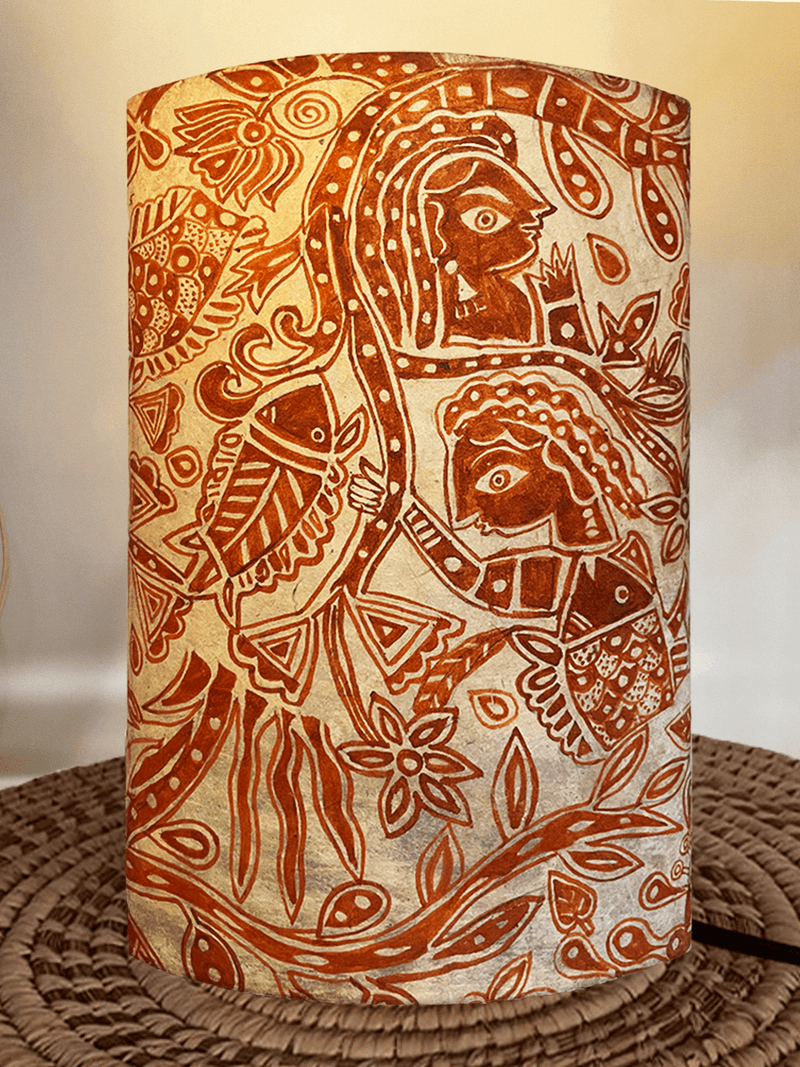 Madhubani Handpainted Paper Lamp