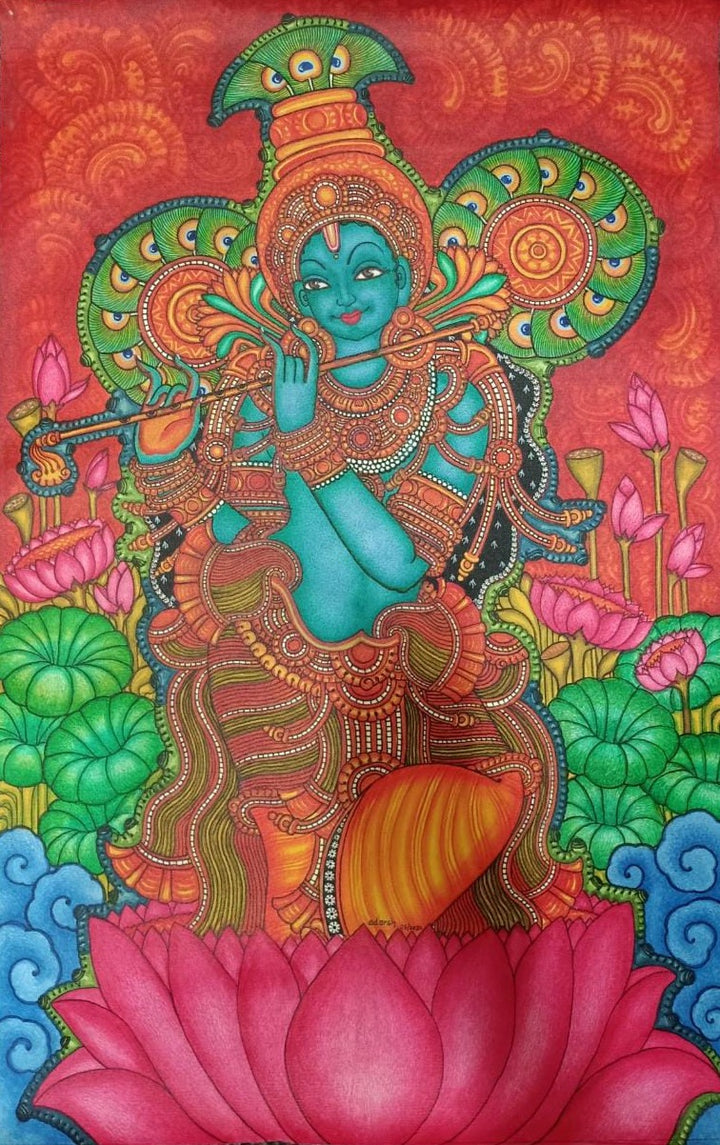 Krishna Kerala Mural Painting by Adarsh Thumbnail
