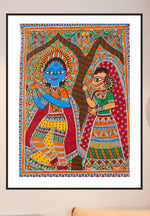 BUY BEAUTIFUL HANDPAINTED KRISHNA & RADHA, MADHUBANI PAINTING