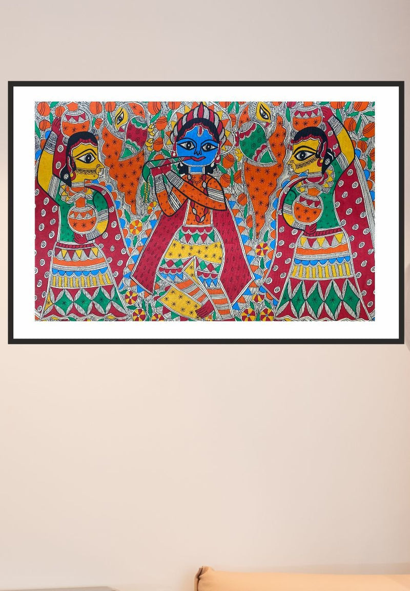 krishna rasleela madhubani painting by pratima bharti