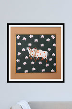 Krishna's cows and lotuses Art work for Sale