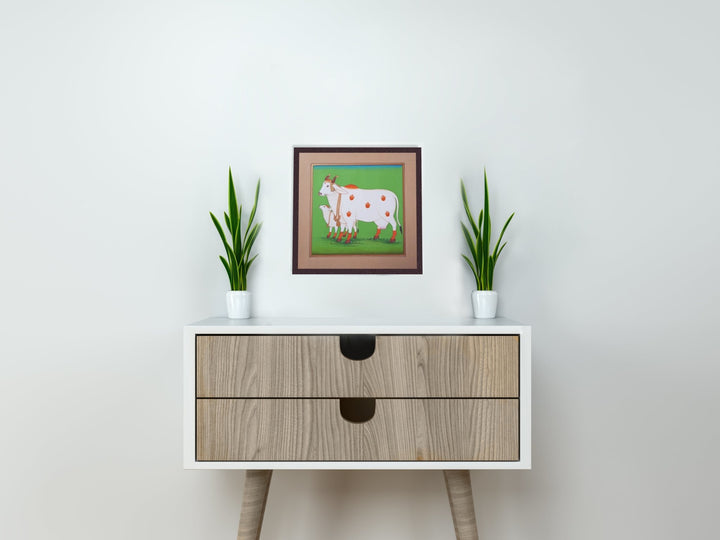 Krishna's Cows in Miniature Painting by Mohan Prajapati Thumbnail