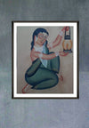 Lady with a Lantern, Kalighat Art