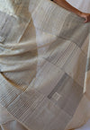 LINE TEXTURE - Beige Handwoven Silk Saree-Jiyo - Sarees