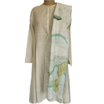 Lotus leaves, Sujani hand embroidered stole and mask combo-